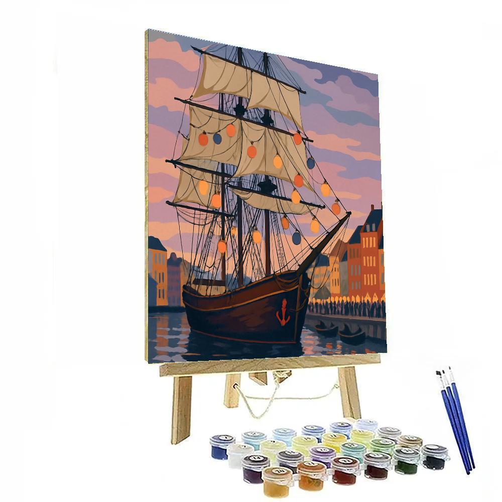 Harbor Festival With Ship Lanterns Painting by numbers kit