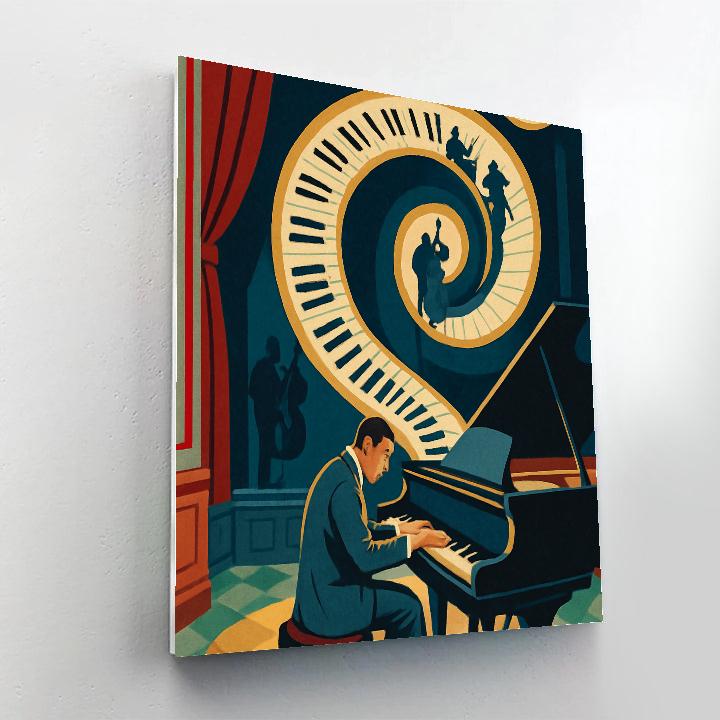 Piano Keys In Jazz Time Dilation paint by color