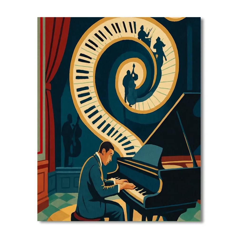 Piano Keys In Jazz Time Dilation paint by color