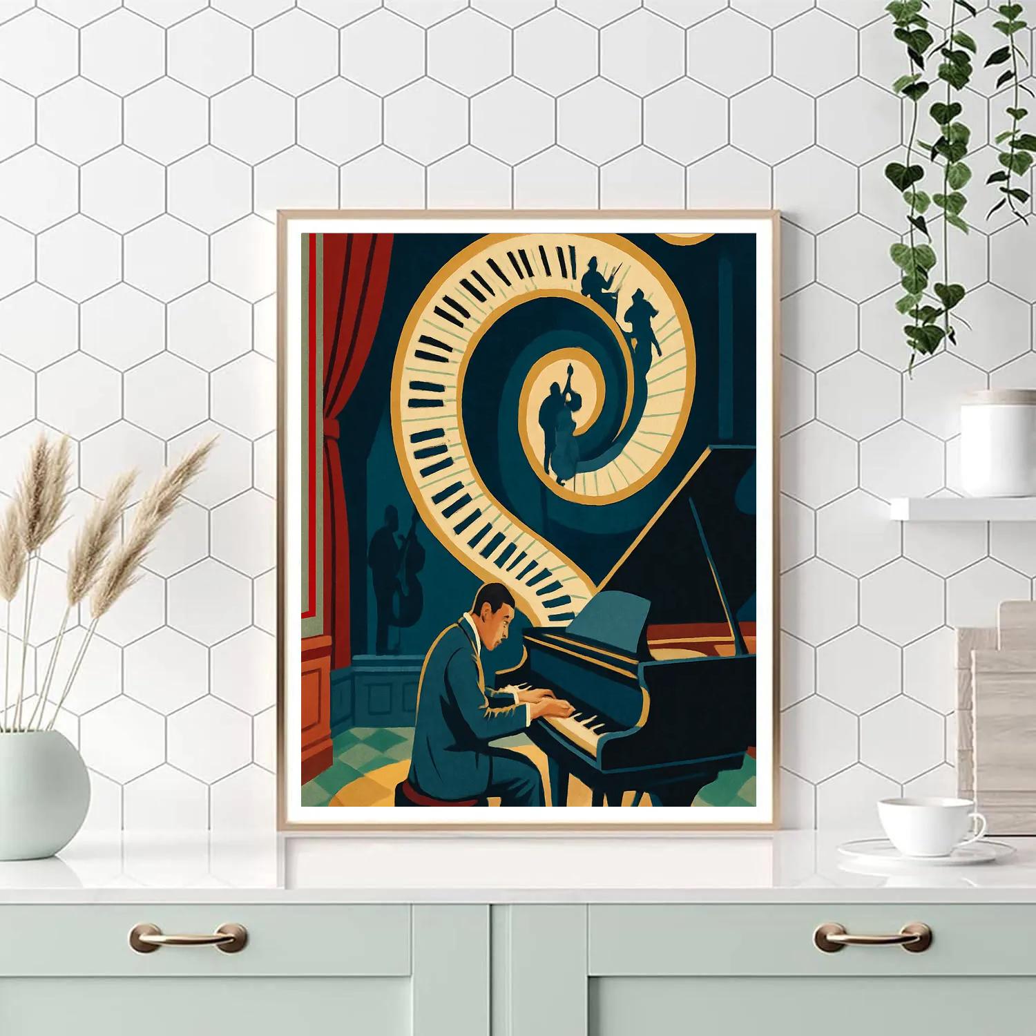 Piano Keys In Jazz Time Dilation paint by color