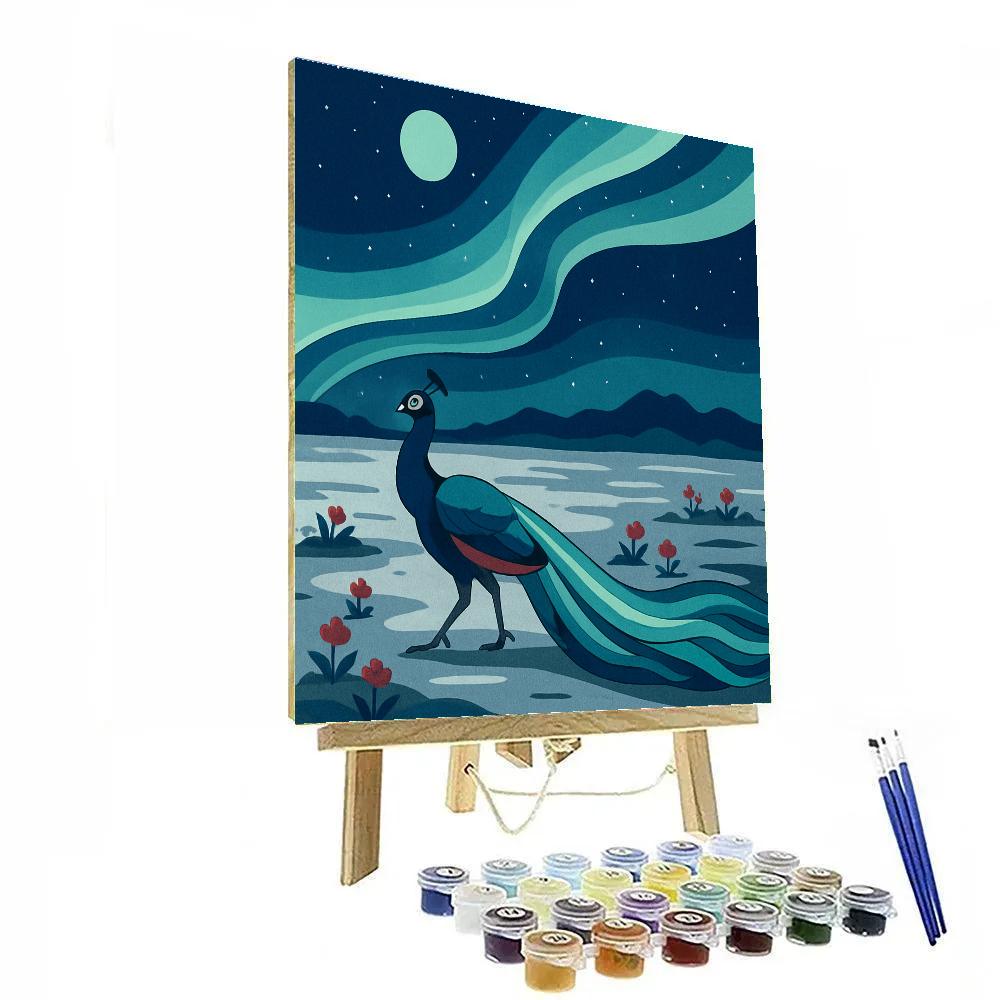 Aurora Crowned Garden Peacock painting number kit