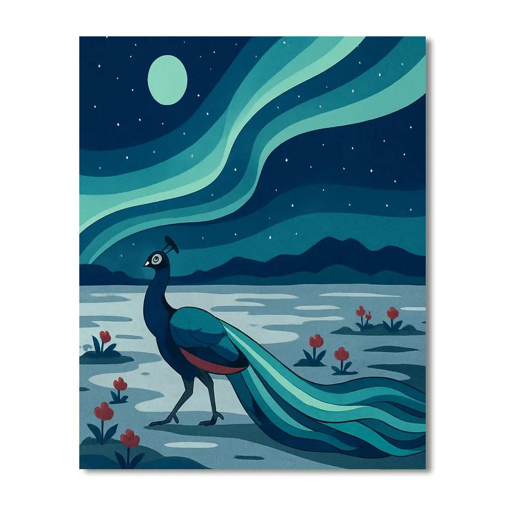 Aurora Crowned Garden Peacock painting number kit