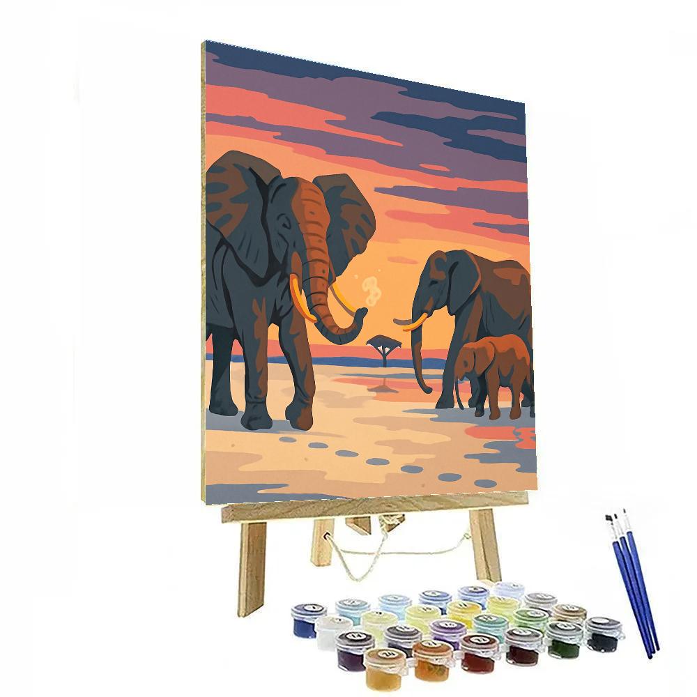 Salt Flat Mirage With Elephant Guardians paint by number