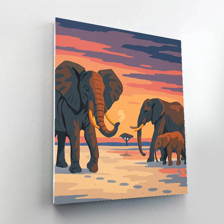 Salt Flat Mirage With Elephant Guardians paint by number