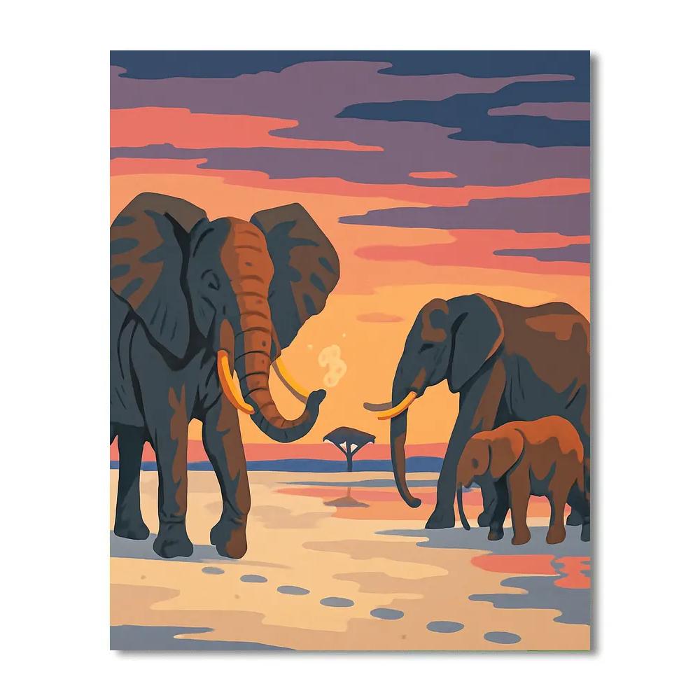 Salt Flat Mirage With Elephant Guardians paint by number