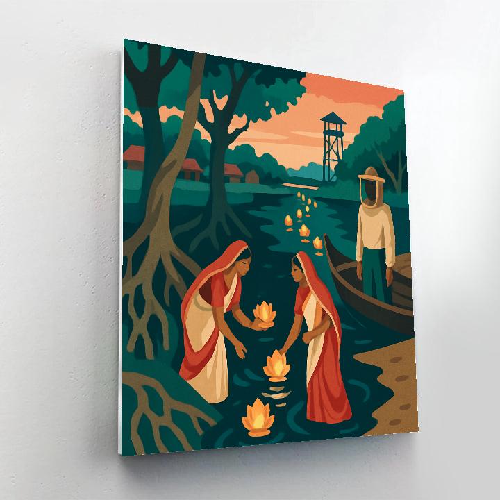 Sundarbans Lantern Trail In India Numbered painting kits