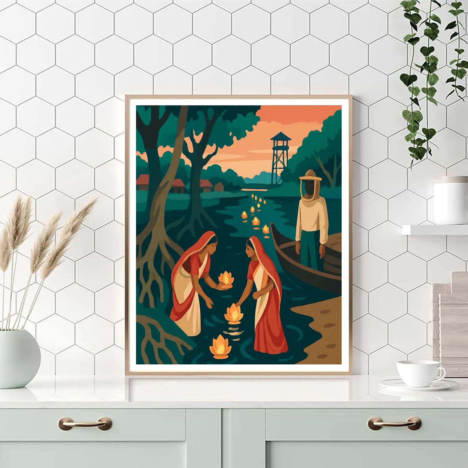 Sundarbans Lantern Trail In India Numbered painting kits