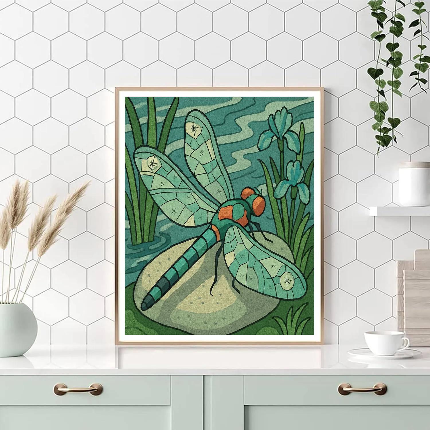 Dragonfly With Prism Wing Cartography Paint by numbers art
