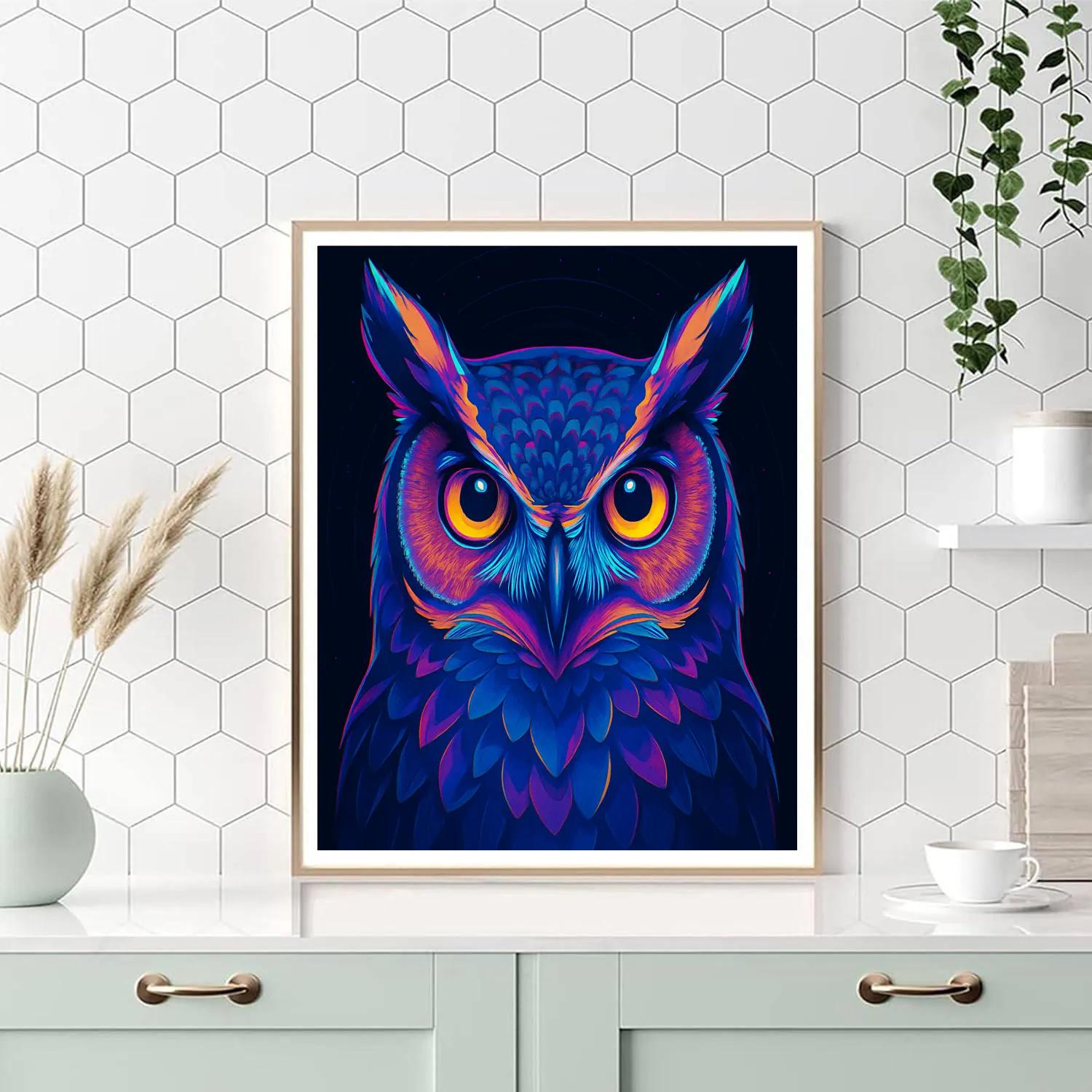 Cyber Mirage Owl Symmetry Numbered painting kits