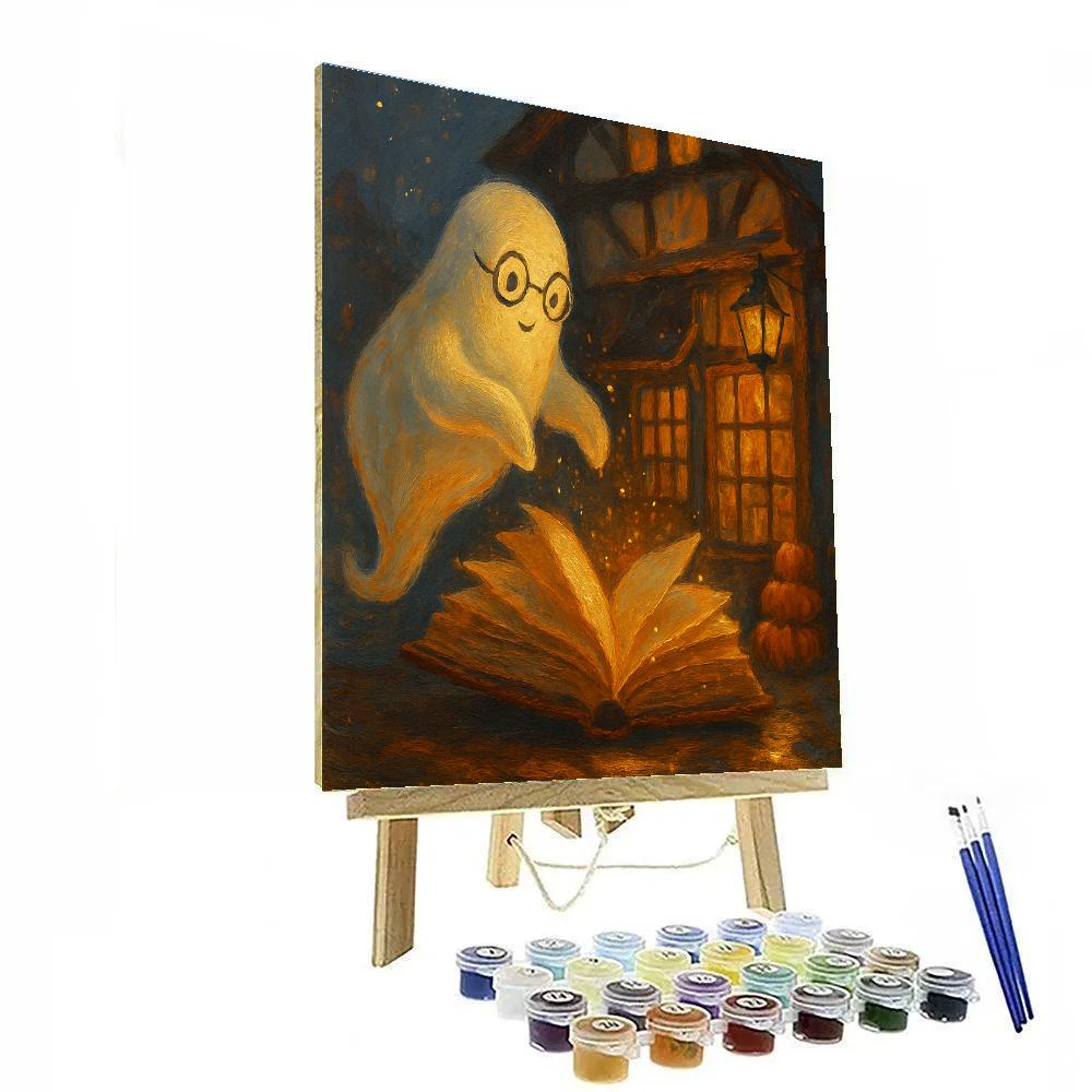 Cozy Haunted Bookshop At The Crooked Crossroads painting number kit
