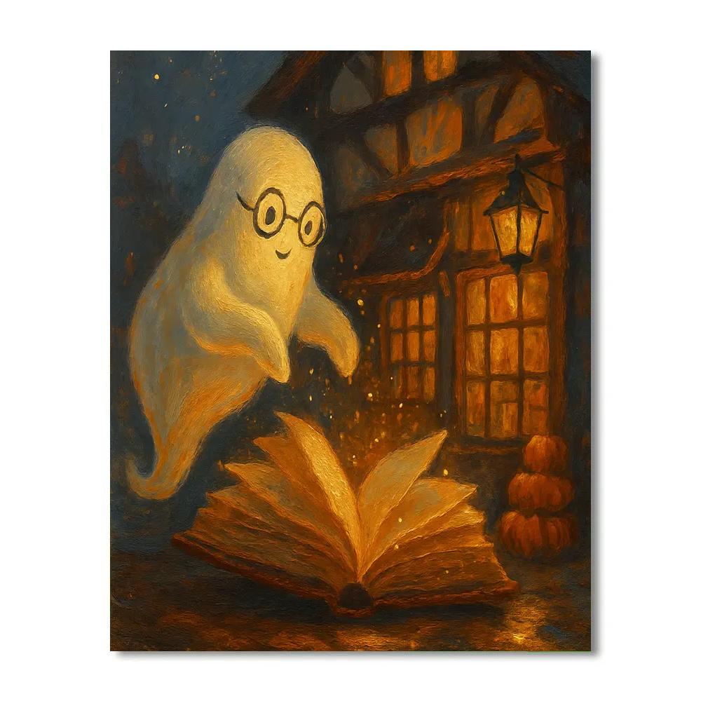 Cozy Haunted Bookshop At The Crooked Crossroads painting number kit