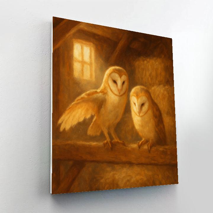 Barn Owls In A Quiet Hayloft Glow Paint by numbers kits