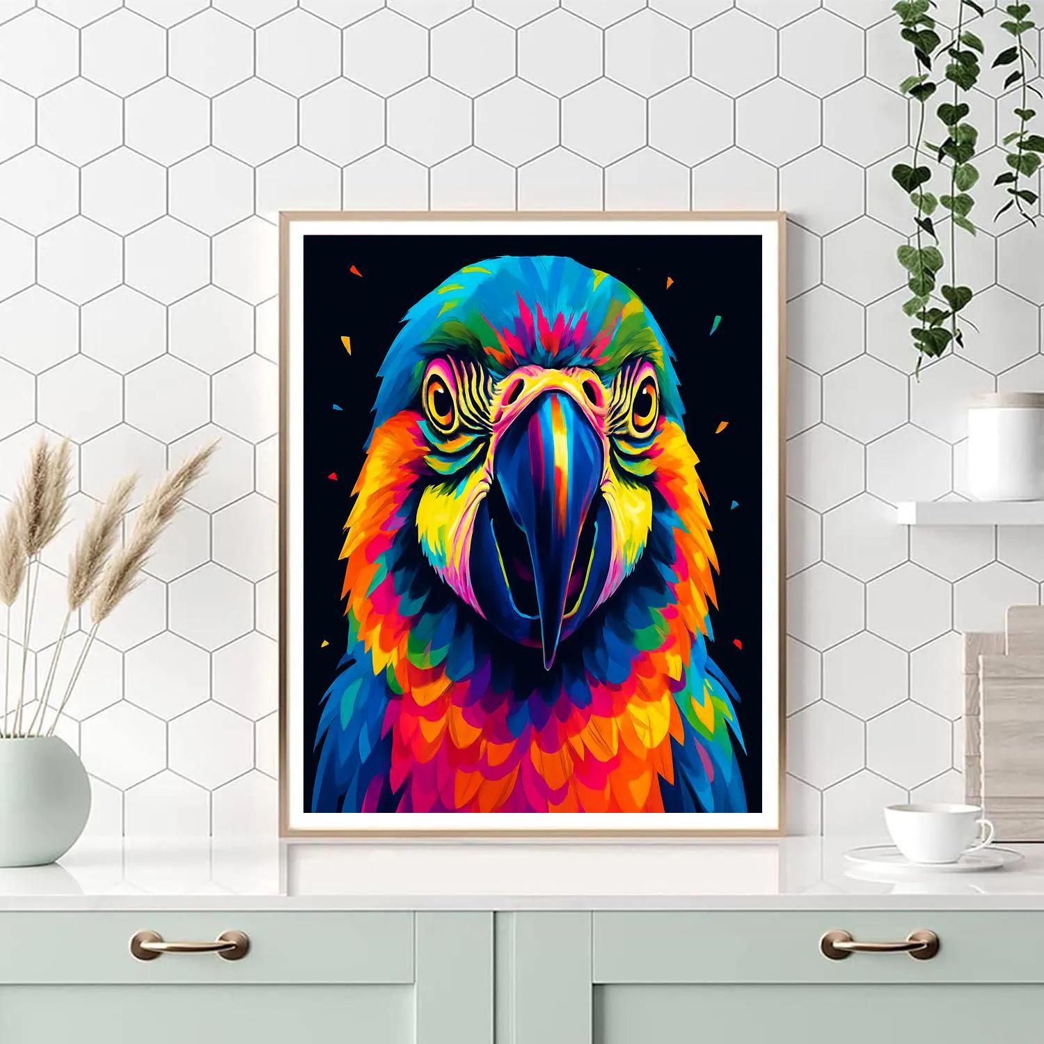 Carnival Prism Parrot Portrait paint by number