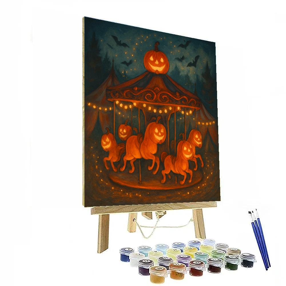 Jack O Lantern Carousel In The Quiet Fairground paint by number