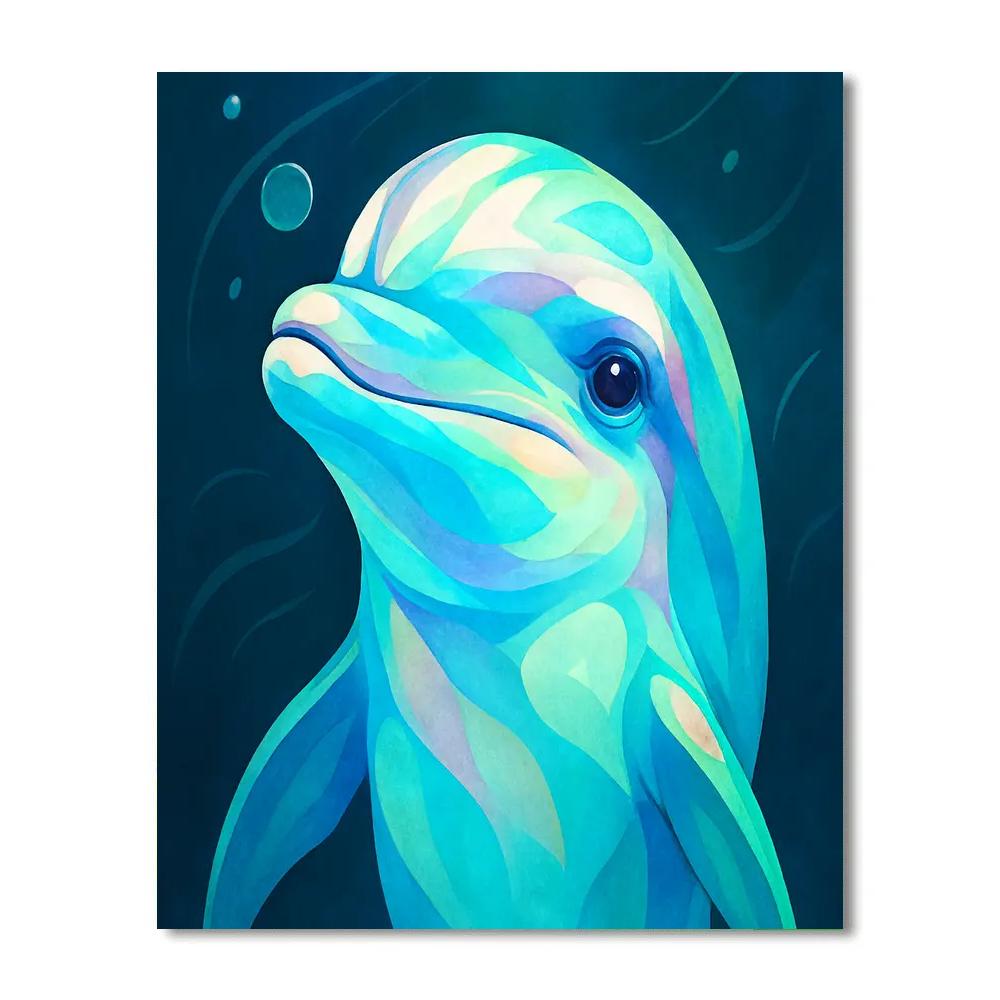 Tidal Bloom Dolphin Portrait paint by number