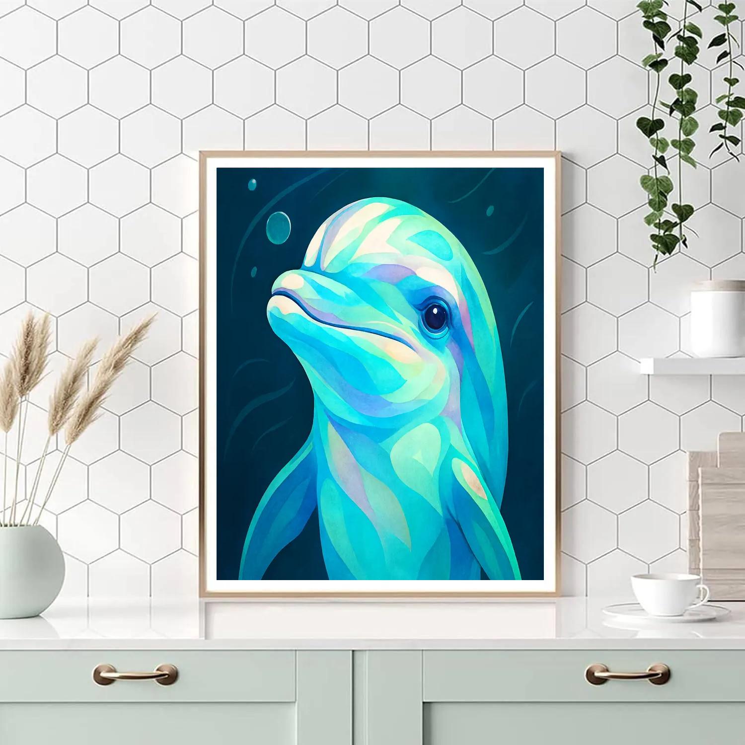 Tidal Bloom Dolphin Portrait paint by number