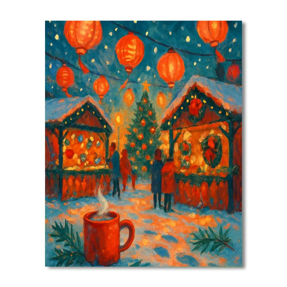 Winter Market Of Spinning Lanterns painting number kit
