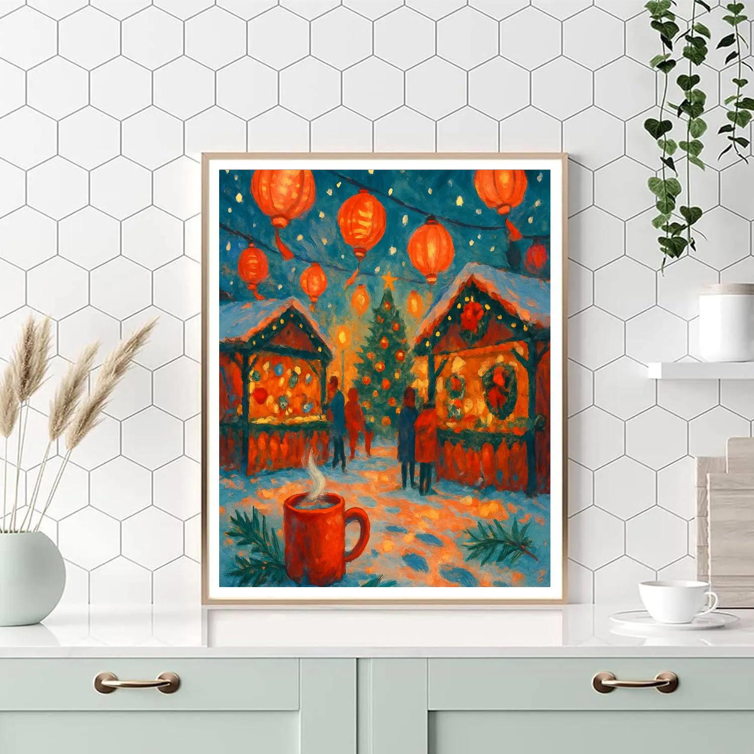 Winter Market Of Spinning Lanterns painting number kit