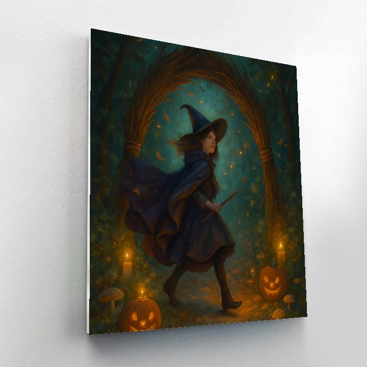 Enchanted Forest Gate Of Woven Broomsticks Painting by numbers kit