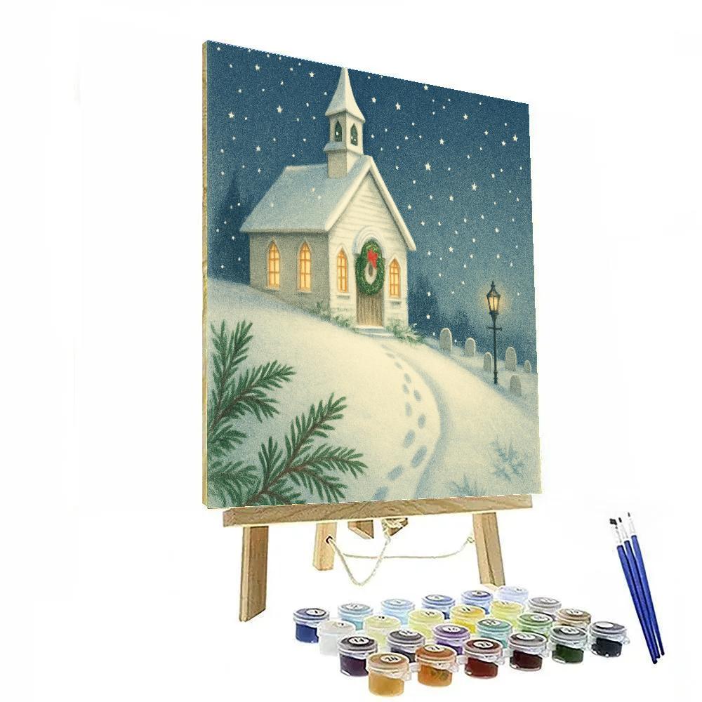 Quiet Church Under Star Snow painting number kit