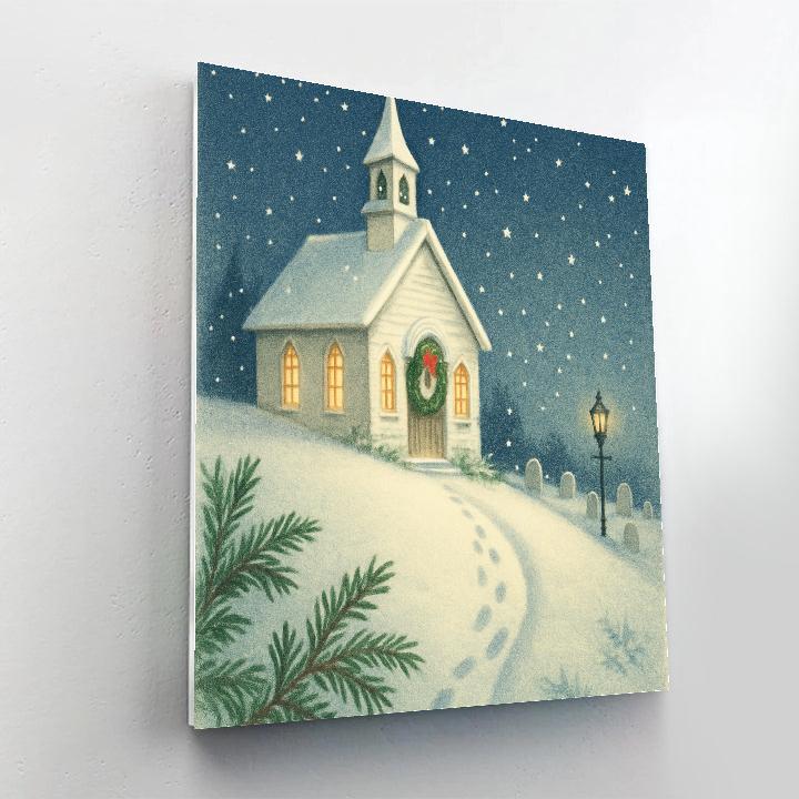Quiet Church Under Star Snow painting number kit