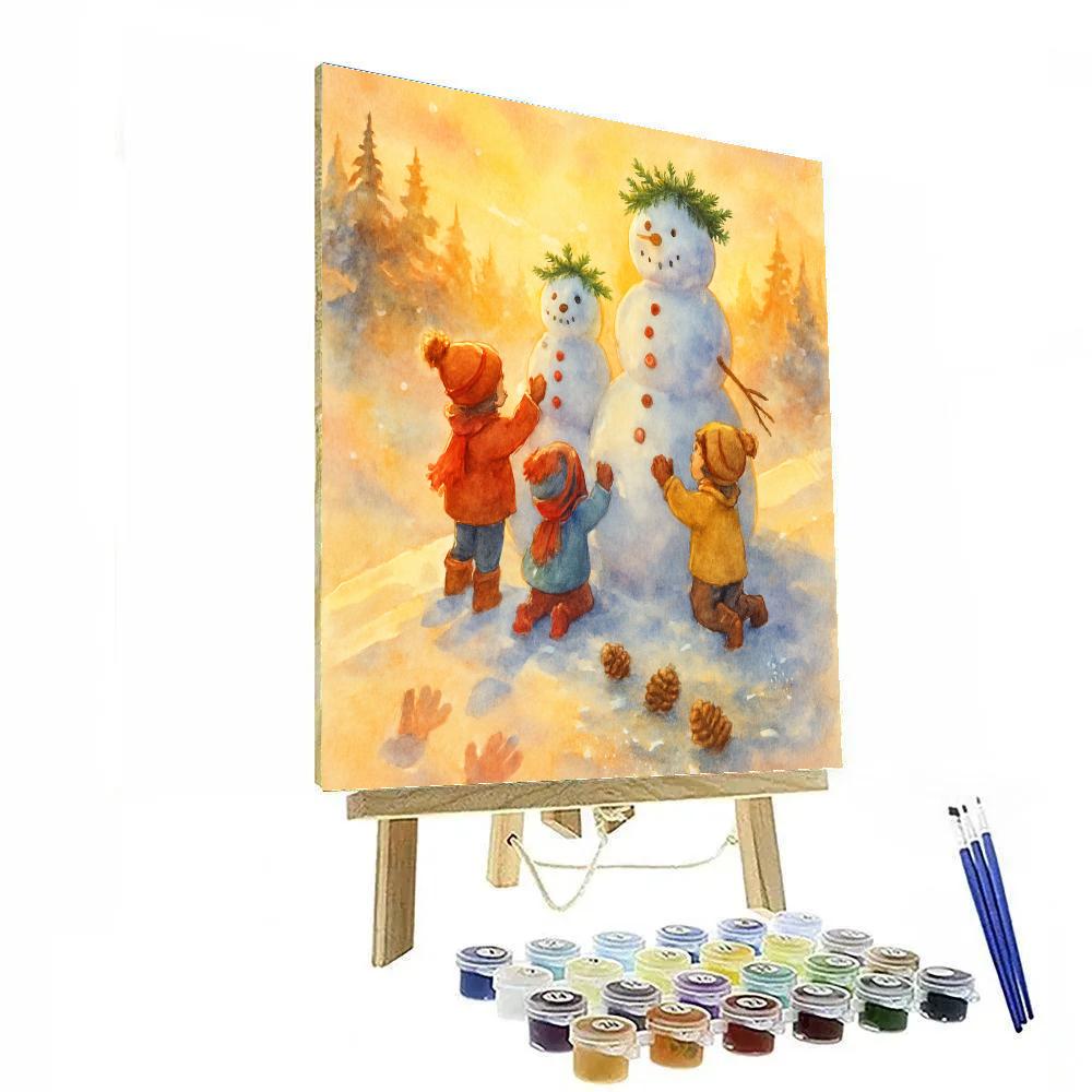 Snowman Sculptors At Sunrise Ridge painting number kit
