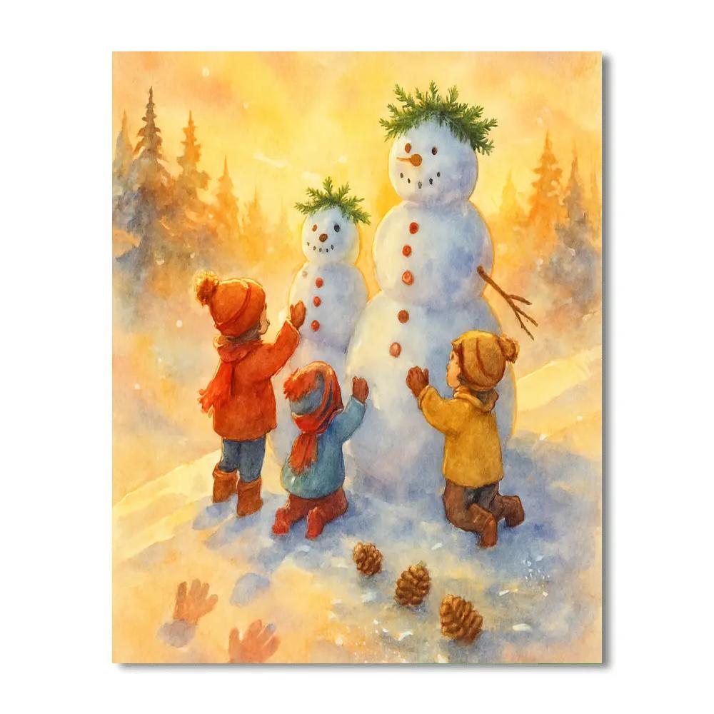 Snowman Sculptors At Sunrise Ridge painting number kit