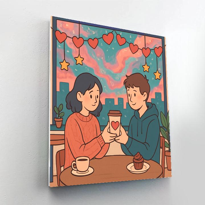 Coffee Shop Nebula Valentines Day Meeting painting number kit