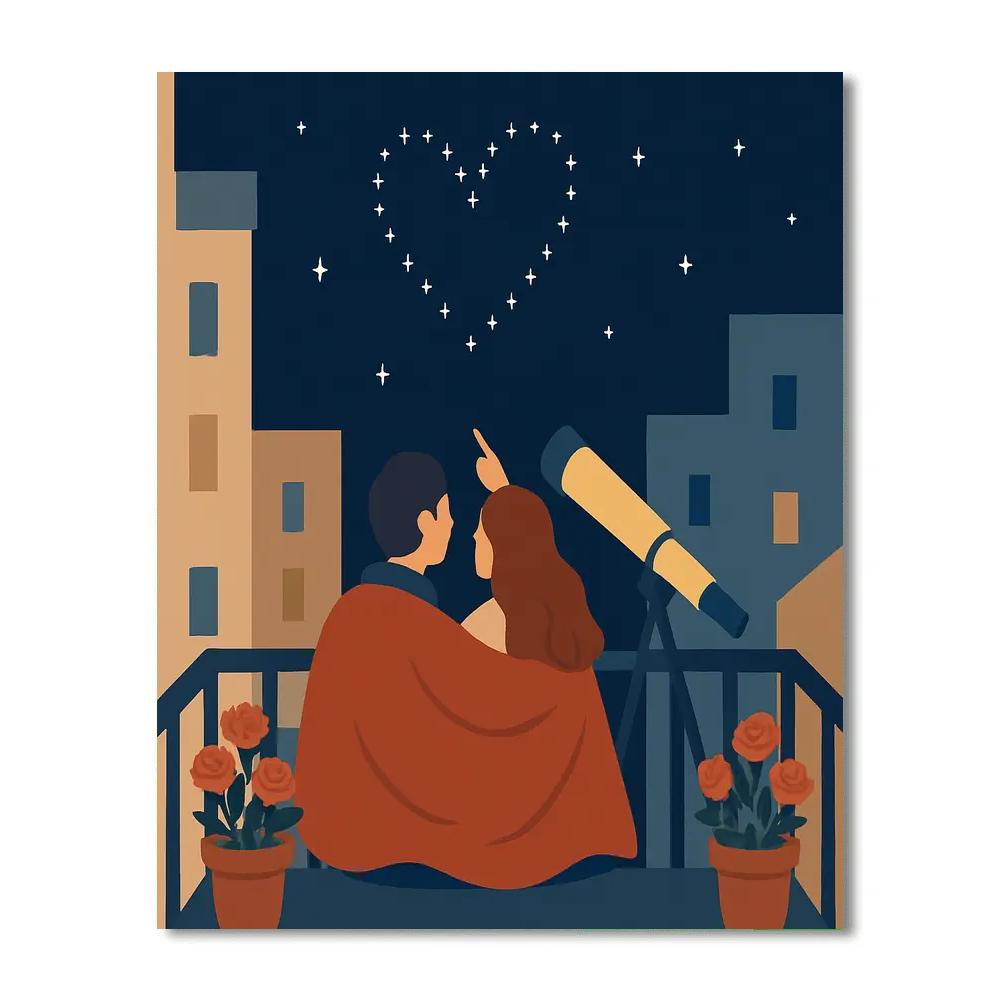 Stargazer Balcony Valentines Day Duo Painting by numbers kit