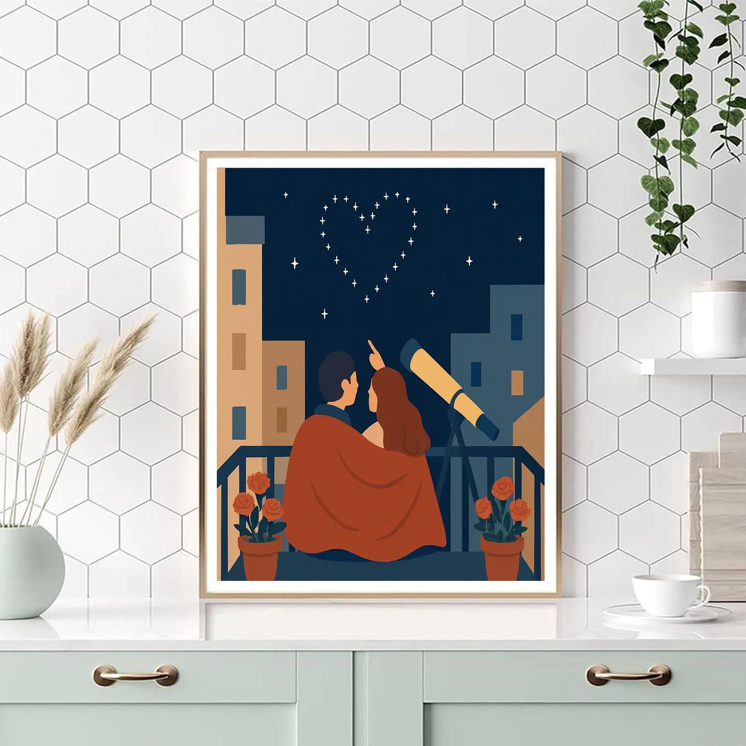 Stargazer Balcony Valentines Day Duo Painting by numbers kit