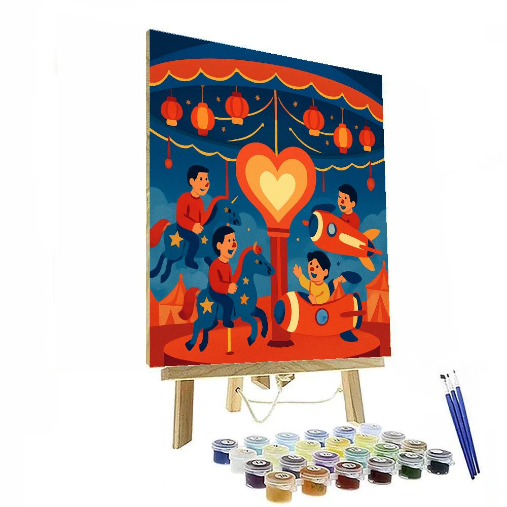 Heart Shaped Orbit Valentines Day Carousel Number painting