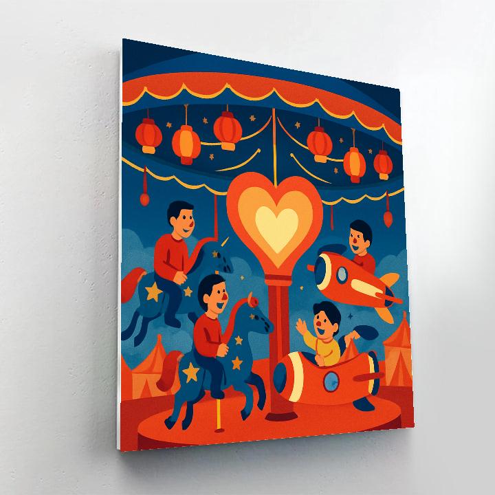 Heart Shaped Orbit Valentines Day Carousel Number painting