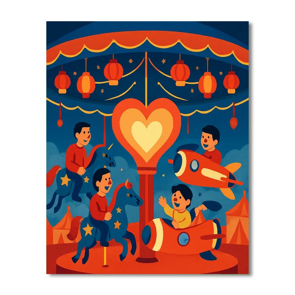 Heart Shaped Orbit Valentines Day Carousel Number painting