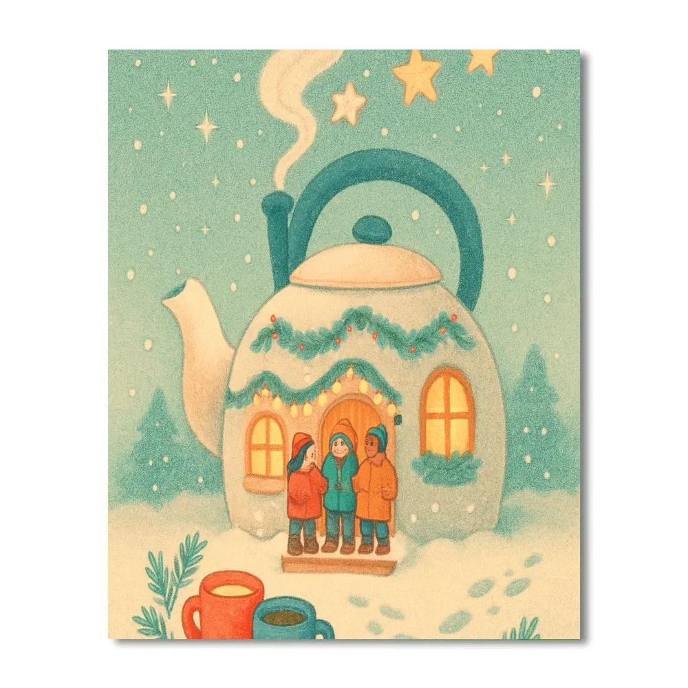 Tea Kettle Cabin And Star Steam paint by color