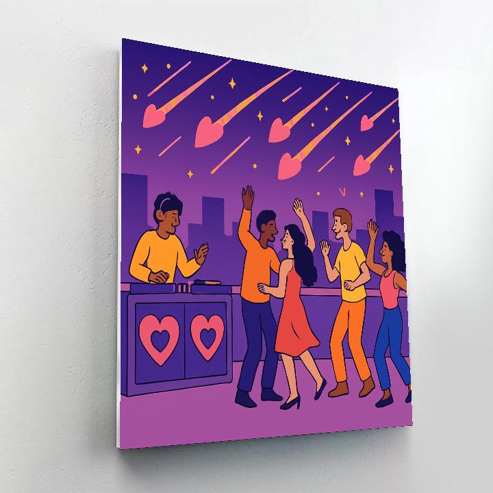 Valentines Day Meteor Shower Dance Floor Painting by numbers kit