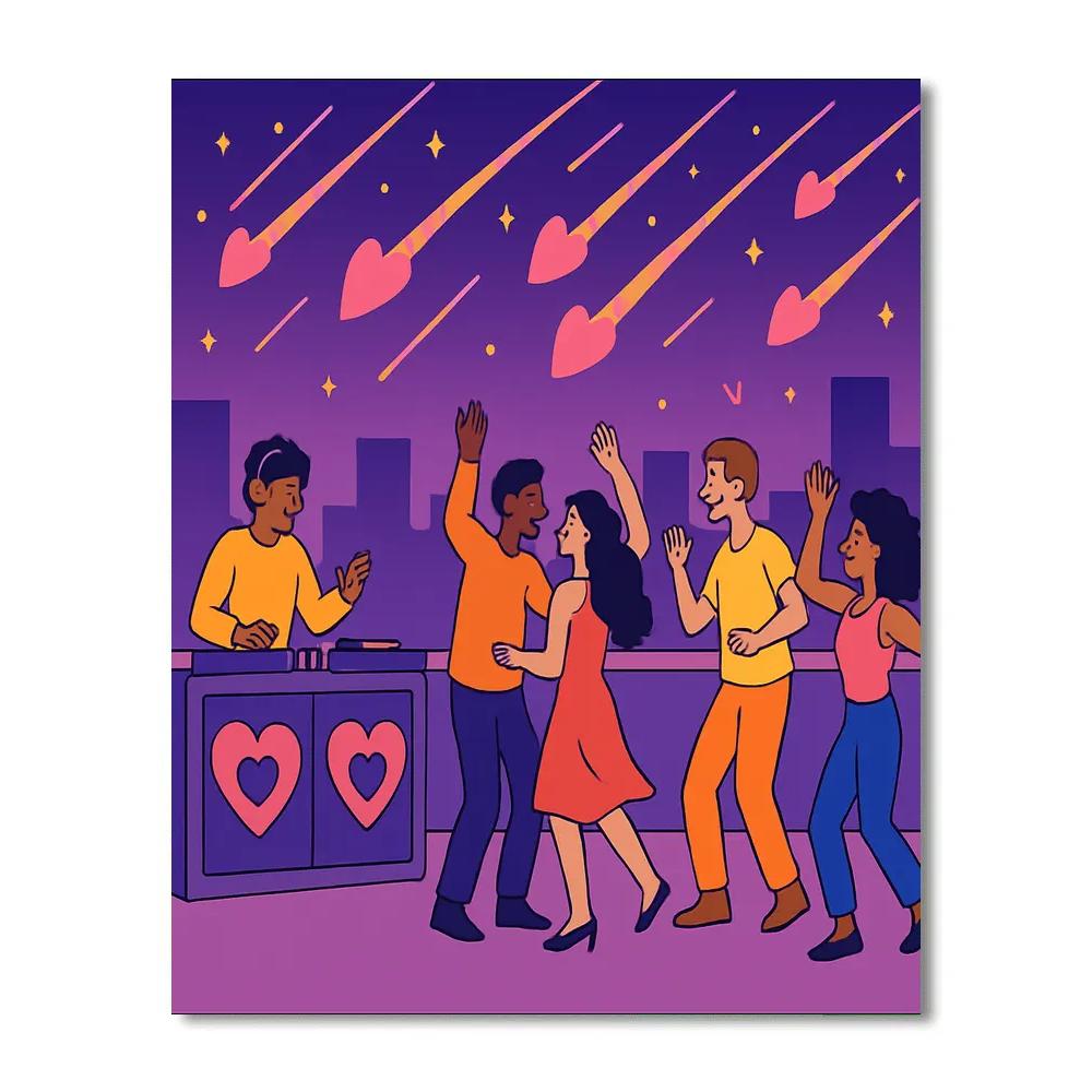 Valentines Day Meteor Shower Dance Floor Painting by numbers kit