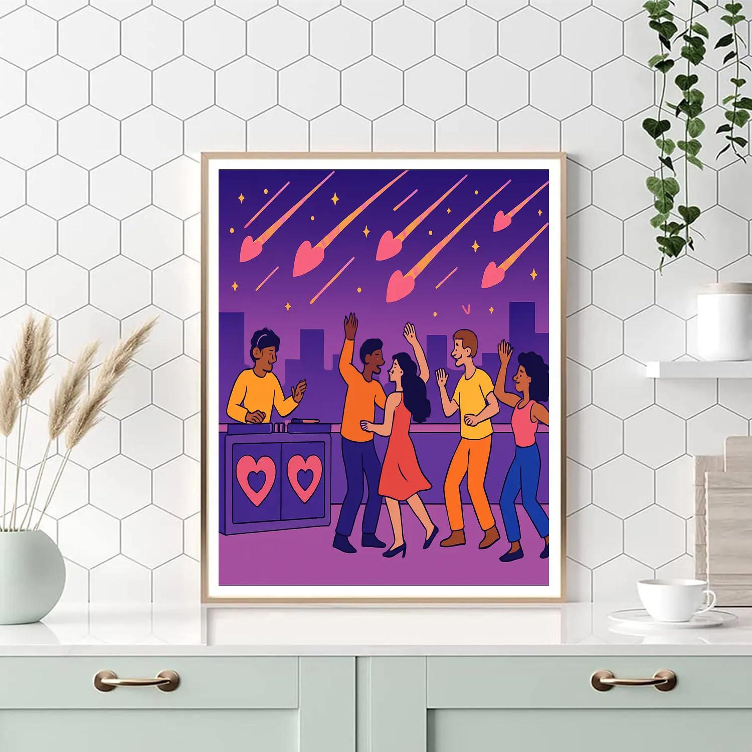 Valentines Day Meteor Shower Dance Floor Painting by numbers kit