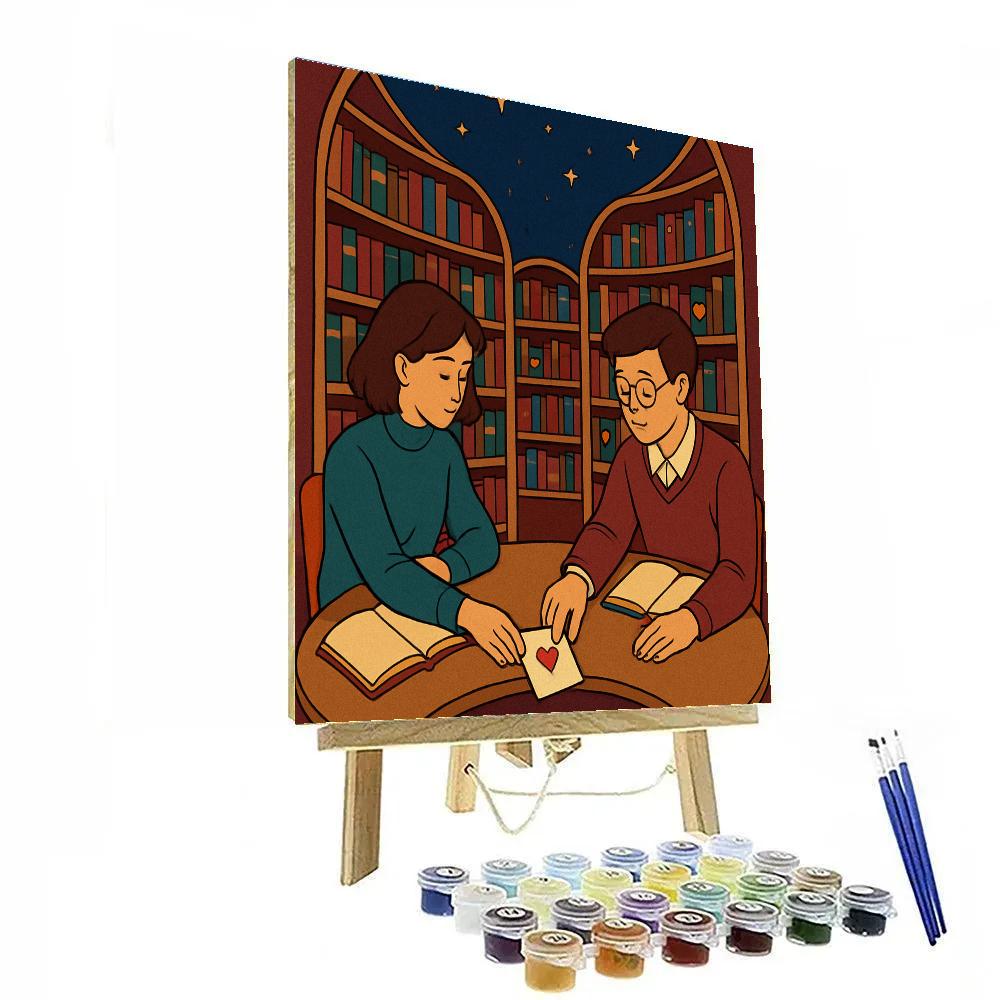 Cosmic Library Valentines Day Confession DIY paint by numbers