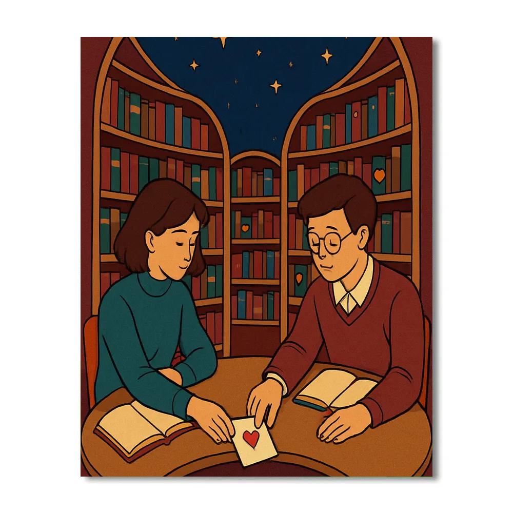 Cosmic Library Valentines Day Confession DIY paint by numbers