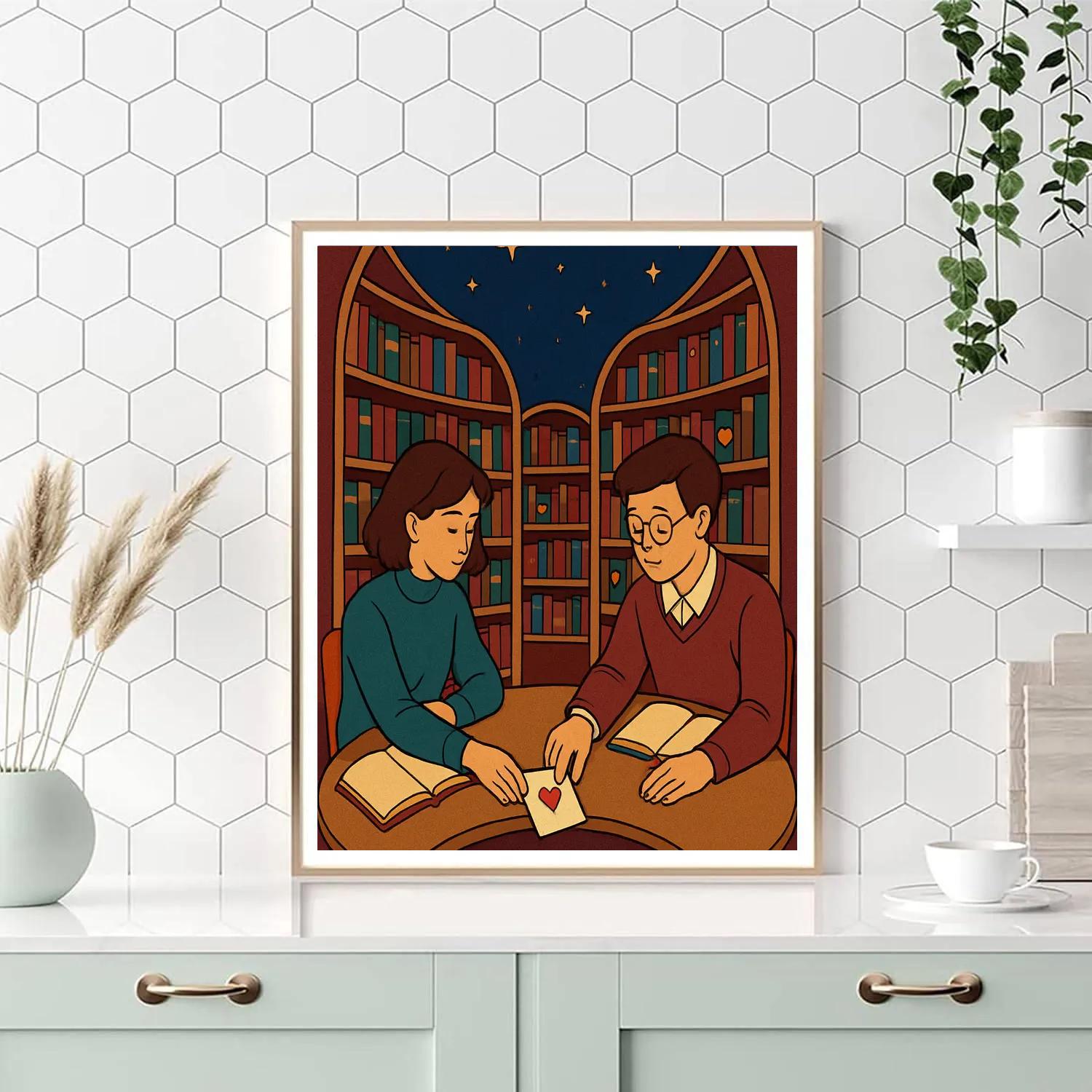 Cosmic Library Valentines Day Confession DIY paint by numbers
