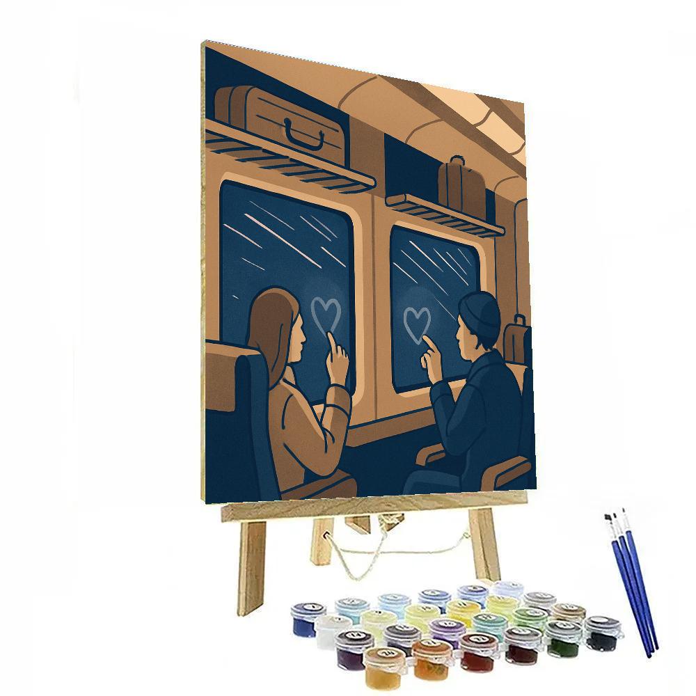 Train Window Valentines Day Star Trail paint by color