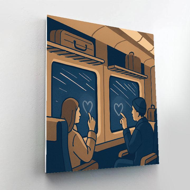 Train Window Valentines Day Star Trail paint by color
