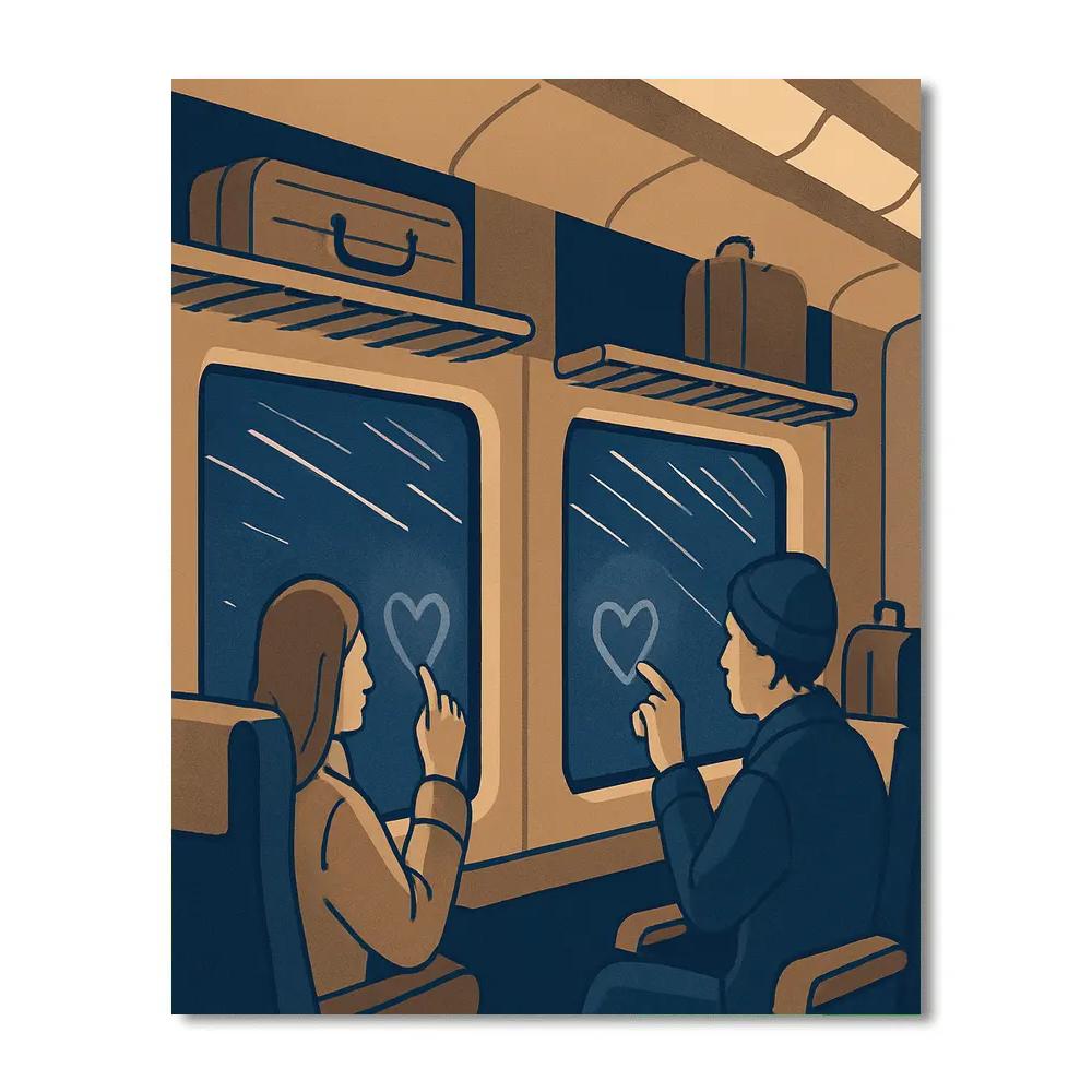 Train Window Valentines Day Star Trail paint by color
