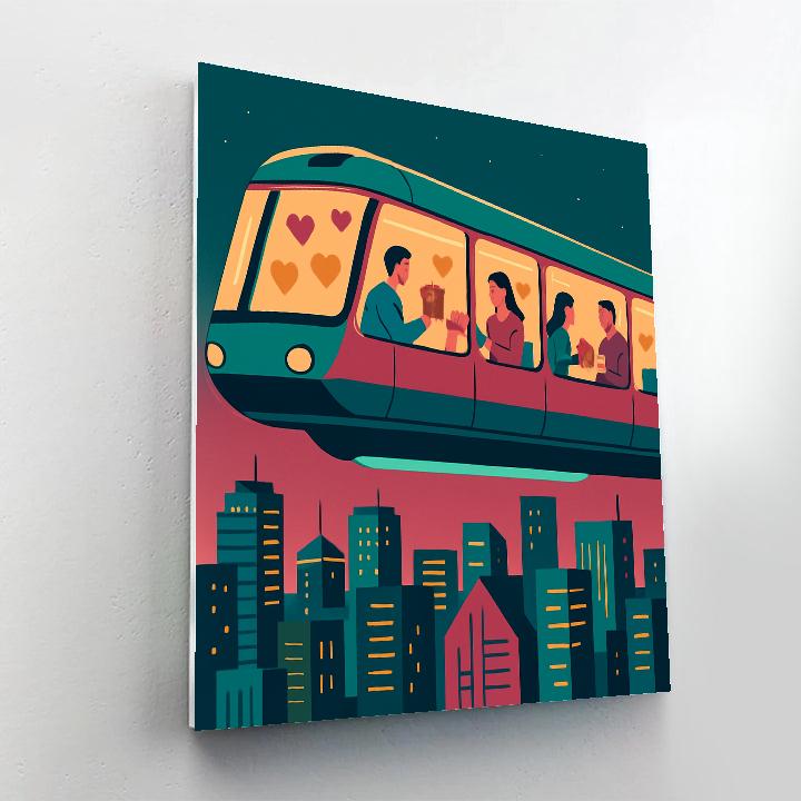 Space Ferry Valentines Day Commute paint by color