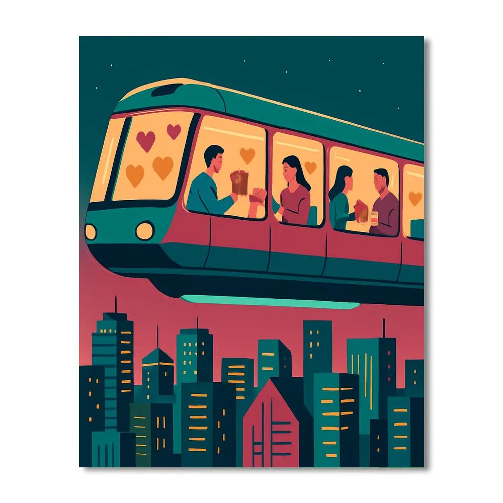 Space Ferry Valentines Day Commute paint by color
