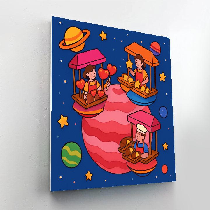 Candy Planet Valentines Day Market paint by numbers