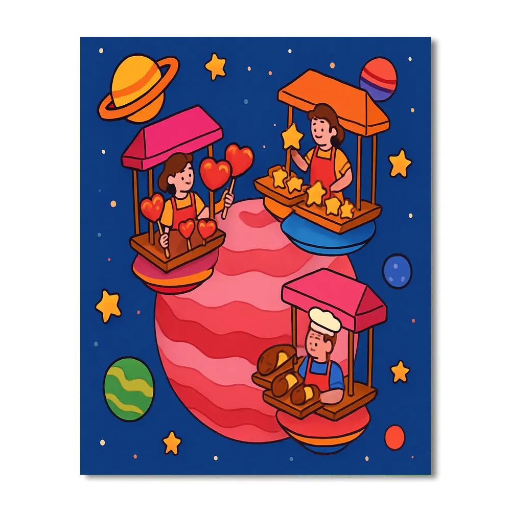 Candy Planet Valentines Day Market paint by numbers