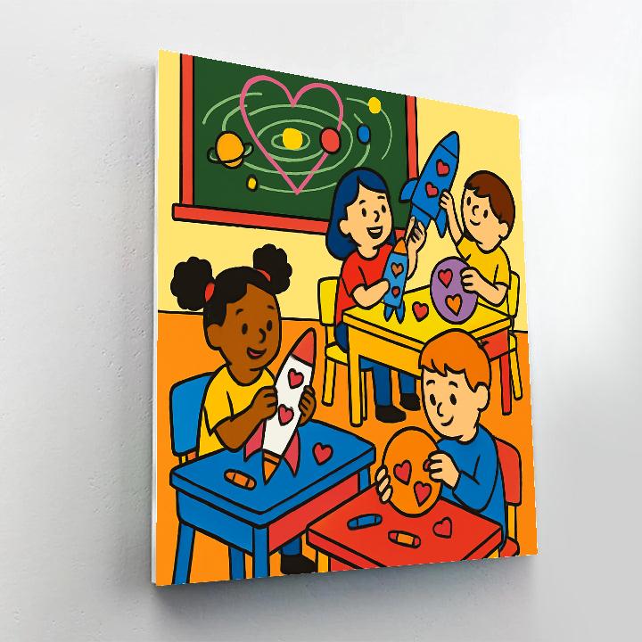 Cosmic Classroom Valentines Day Craft Time paint by color