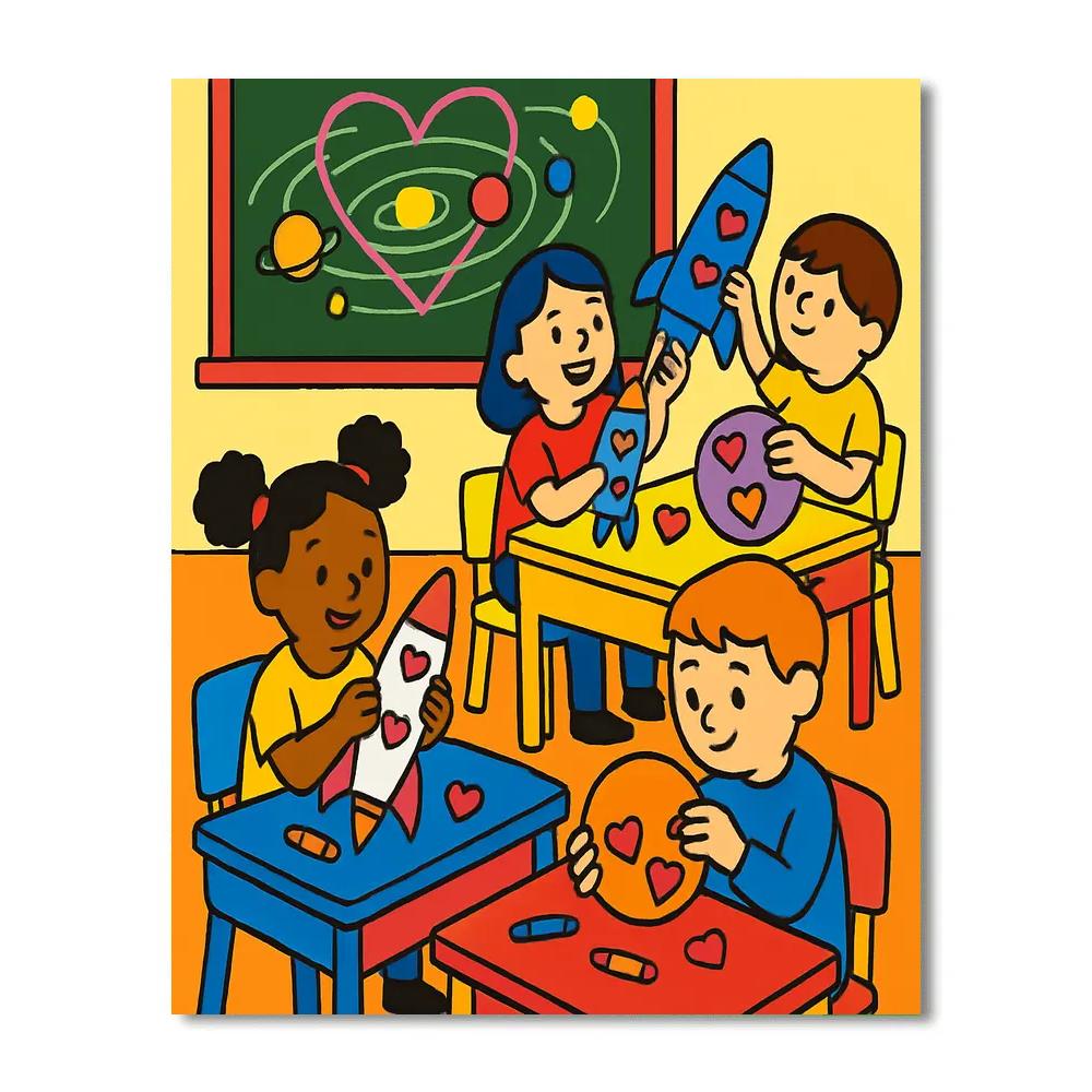 Cosmic Classroom Valentines Day Craft Time paint by color