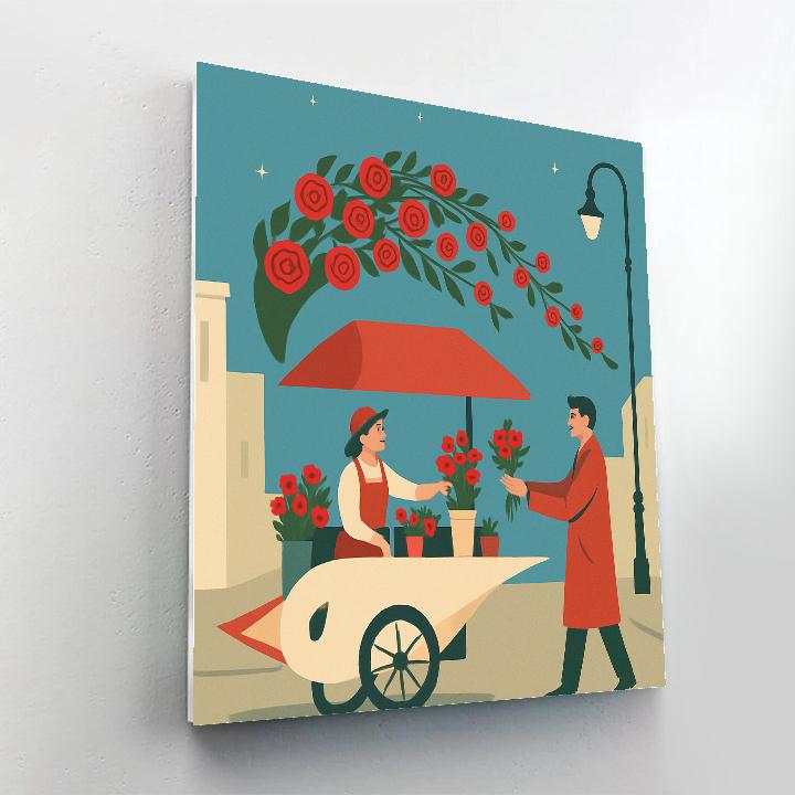 Rose Comet Valentines Day Flower Cart Paint by numbers kits